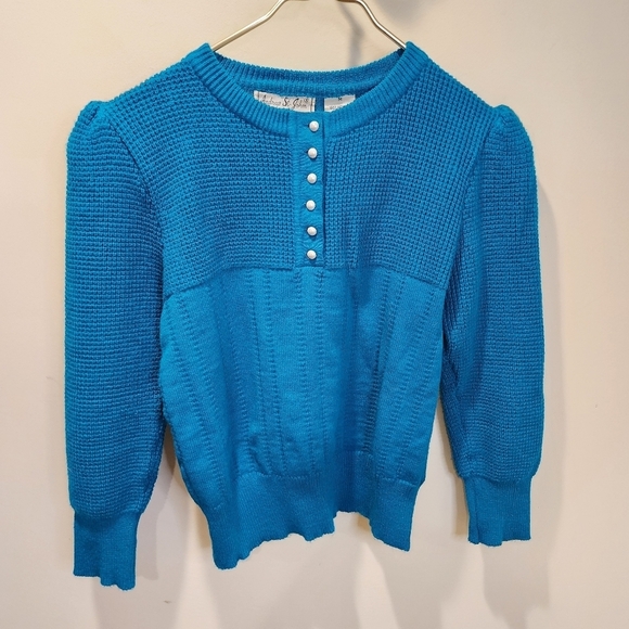 Andrew  St. JOHN vintage Teal 100% acrylic sweater size M - Picture 1 of 14